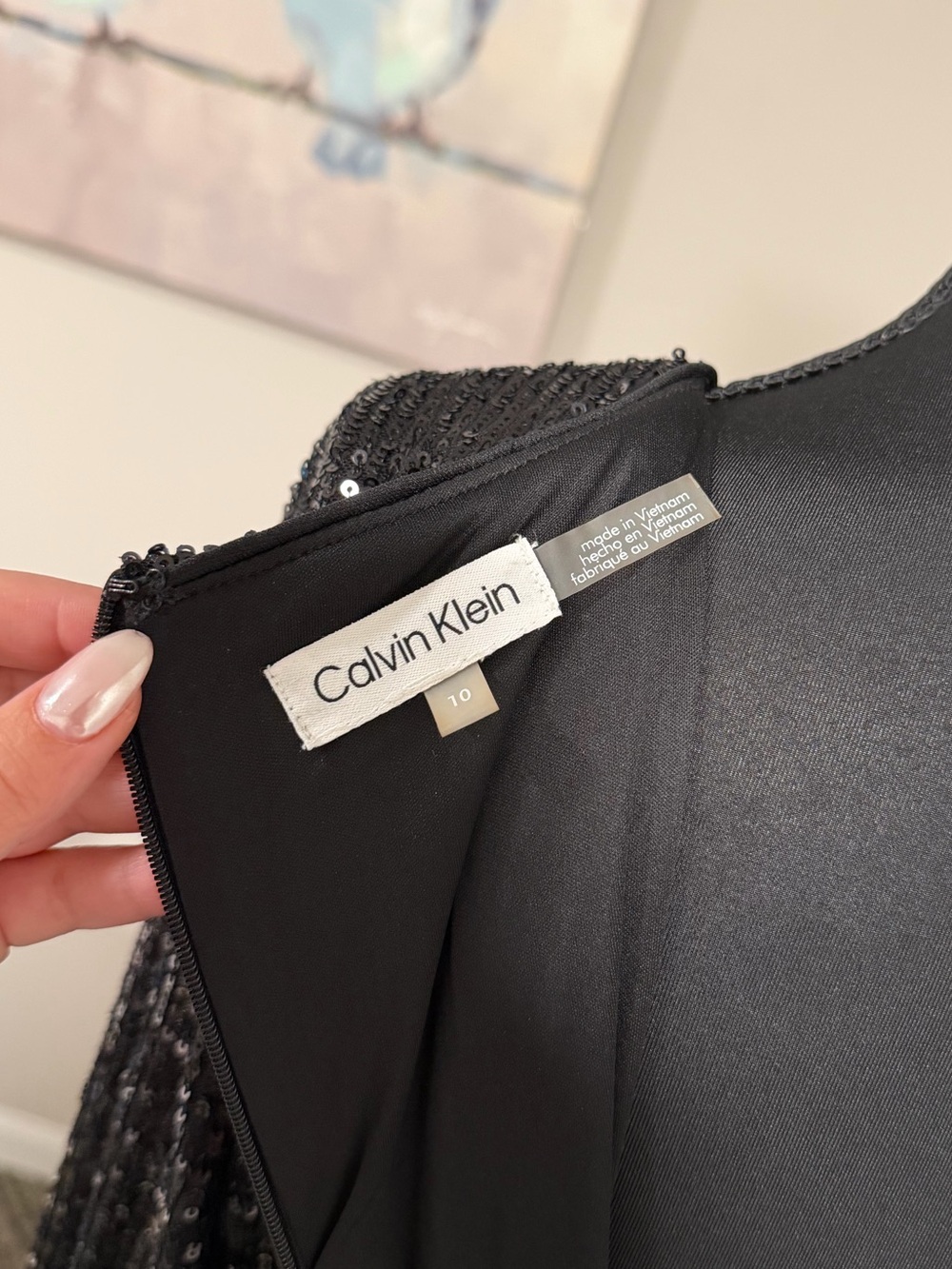 Calvin Klein Black Sequin Long Sleeve Midi Dress - Picture 13 of 15